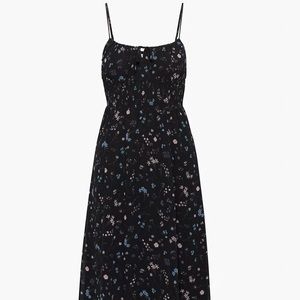 Genoa midi dress in black/buoy print.